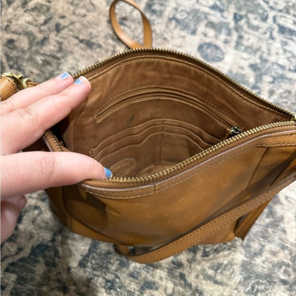Fossil Leather Crossbody Bag Purse 1954 Camel Brown - Picture 6 of 9